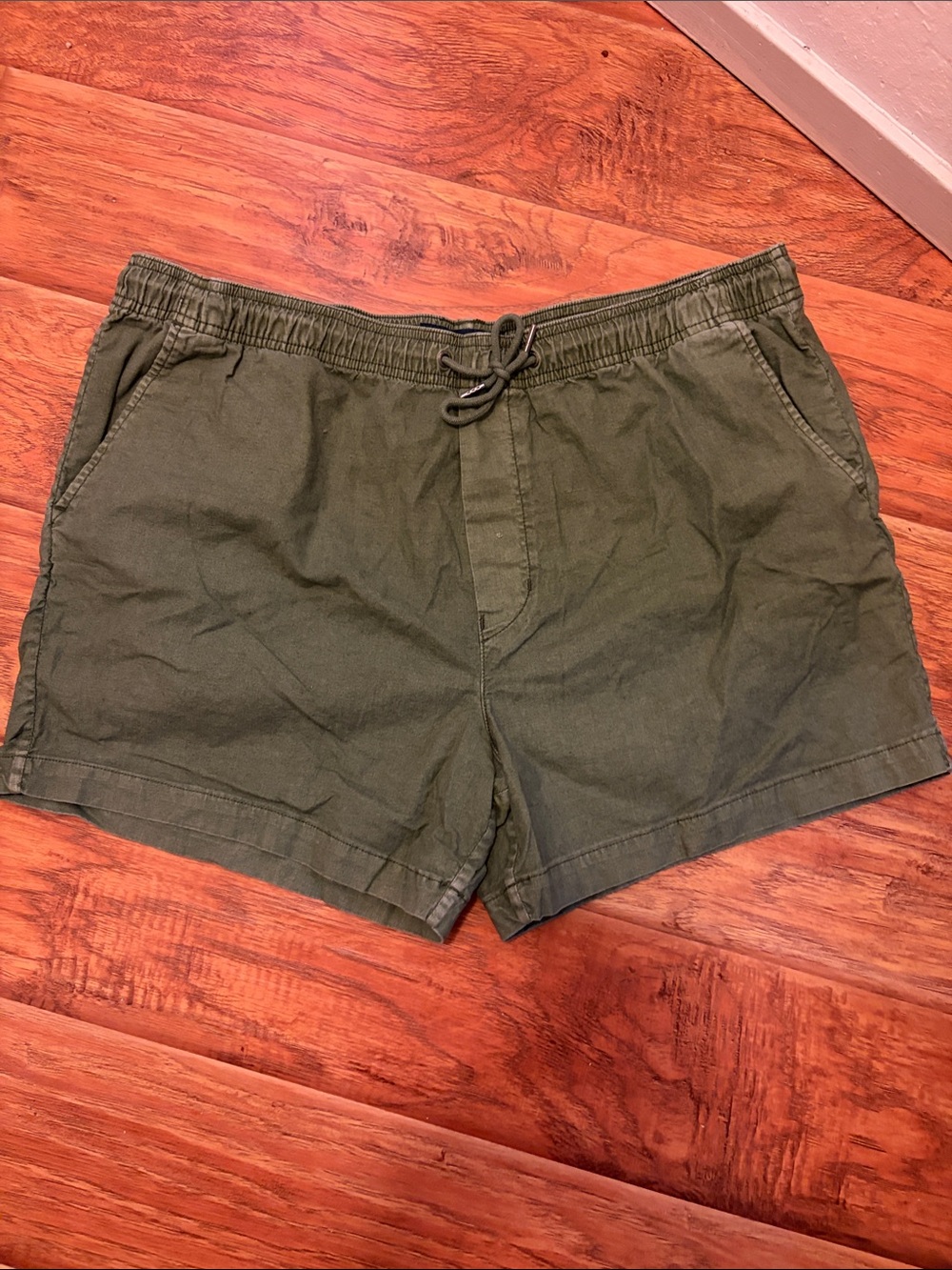 American Eagle Outfitters Olive High-Waist Drawstring Shorts